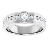 Platinum Round Lab-Grown Diamond Accented Band - 4.1mm Stones - view 3