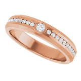 14K Gold Round Lab-Grown Diamond Accented Band - 2.5mm Stones - Rose Gold - view 5