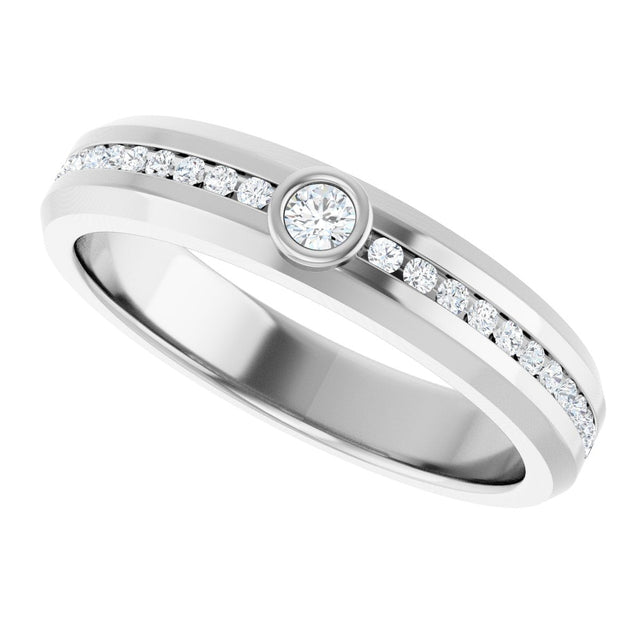 14K Gold Round Lab-Grown Diamond Accented Band - 2.5mm Stones - White Gold - view 5