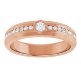 14K Gold Round Lab-Grown Diamond Accented Band - 3mm Stones - Rose Gold - view 3