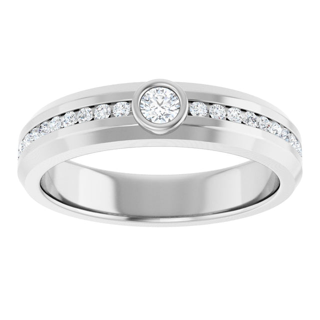Platinum Round Lab-Grown Diamond Accented Band - 3mm Stones - view 3