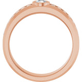 14K Gold Round Lab-Grown Diamond Accented Band - 4.1mm Stones - Rose Gold - view 2