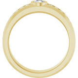 14K Gold Round Lab-Grown Diamond Accented Band - 4.1mm Stones - Yellow Gold - view 2