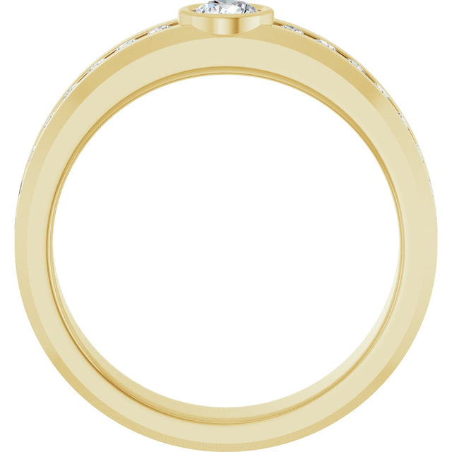 14K Gold Round Lab-Grown Diamond Accented Band - 4.1mm Stones - Yellow Gold - view 2