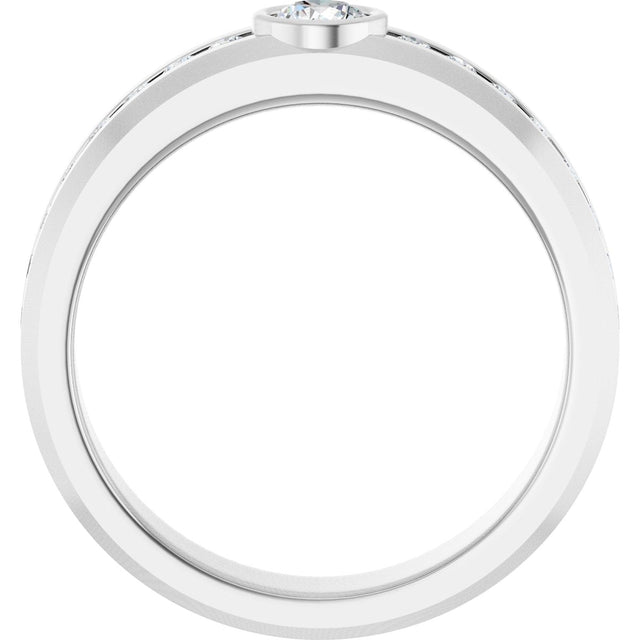 14K Gold Round Lab-Grown Diamond Accented Band - 4.1mm Stones - White Gold - view 2