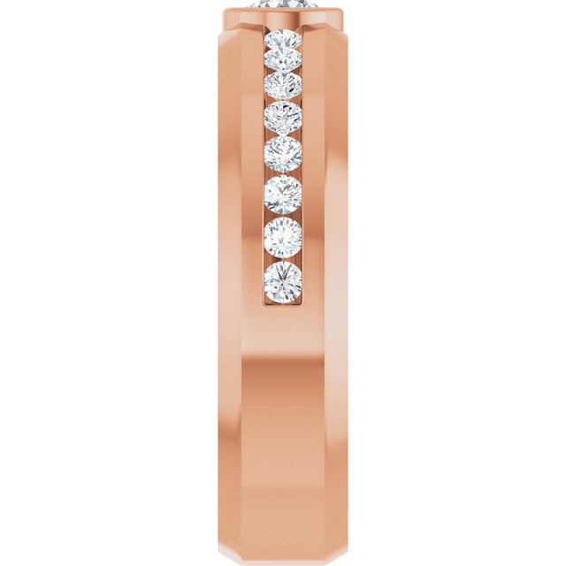 14K Gold Round Lab-Grown Diamond Accented Band - 4.1mm Stones - Rose Gold - view 4