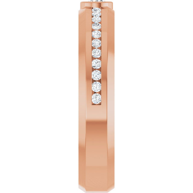 14K Gold Round Lab-Grown Diamond Accented Band - 3mm Stones - Rose Gold - view 4