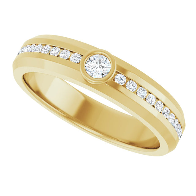 14K Gold Round Lab-Grown Diamond Accented Band - 3mm Stones - Yellow Gold - view 5