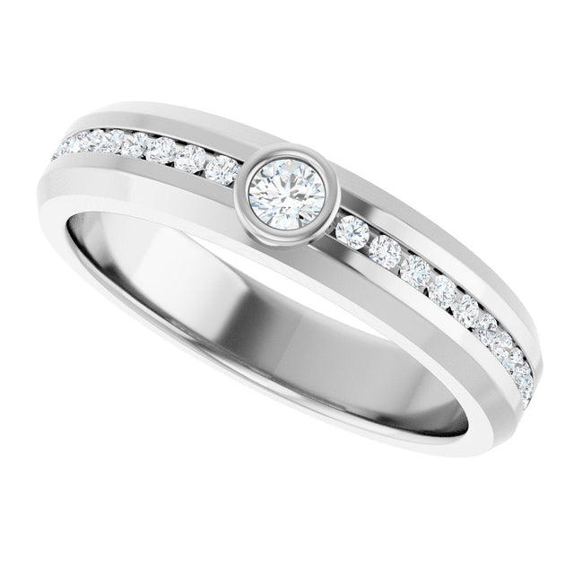 Platinum Round Lab-Grown Diamond Accented Band - 3mm Stones - view 5