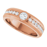 14K Gold Round Lab-Grown Diamond Accented Band - 4.1mm Stones - Rose Gold - view 5