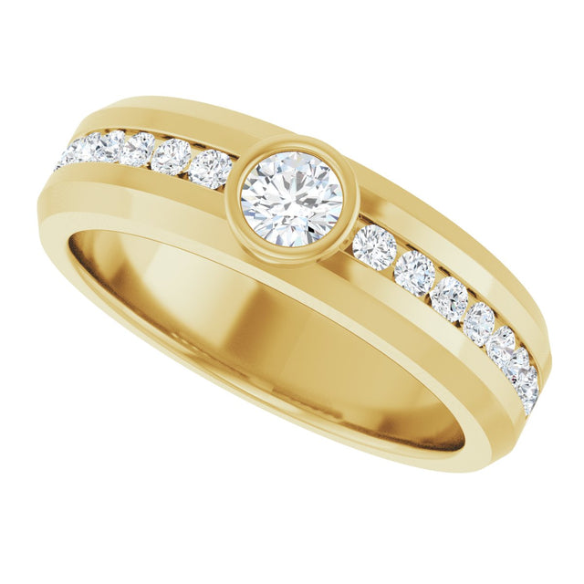14K Gold Round Lab-Grown Diamond Accented Band - 4.1mm Stones - Yellow Gold - view 5