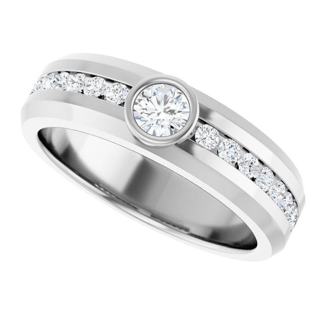 14K Gold Round Lab-Grown Diamond Accented Band - 4.1mm Stones - White Gold - view 5
