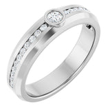 14K Gold Round Lab-Grown Diamond Accented Band - 3mm Stones - White Gold