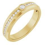 14K Gold Round Lab-Grown Diamond Accented Band - 2.5mm Stones - Yellow Gold