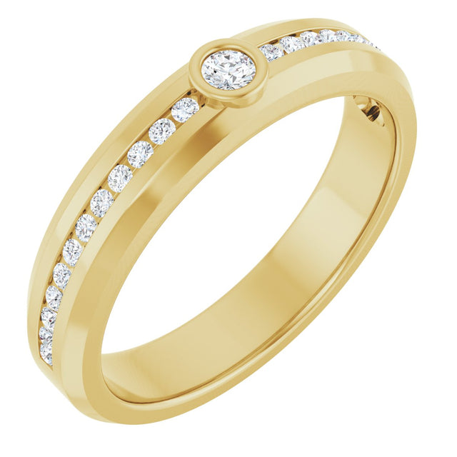 14K Gold Round Lab-Grown Diamond Accented Band - 2.5mm Stones - Yellow Gold
