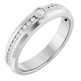 14K Gold Round Lab-Grown Diamond Accented Band - 2.5mm Stones - White Gold