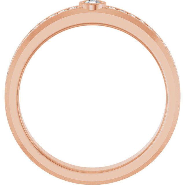 14K Gold Round Lab-Grown Diamond Accented Band - 2.5mm Stones - Rose Gold - view 2