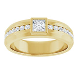 14K Gold Square Lab-Grown Diamond Accented Band - 4x4mm Stones - Yellow Gold - view 3
