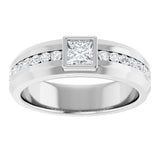 14K Gold Square Lab-Grown Diamond Accented Band - 4x4mm Stones - White Gold - view 3