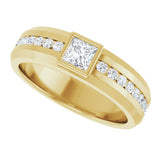 14K Gold Square Lab-Grown Diamond Accented Band - 4x4mm Stones - Yellow Gold - view 5