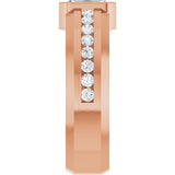 14K Gold Emerald Lab-Grown Diamond Accented Band - 7x5mm Stones - Rose Gold - view 4