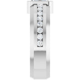 14K Gold Emerald Lab-Grown Diamond Accented Band - 7x5mm Stones - White Gold - view 4