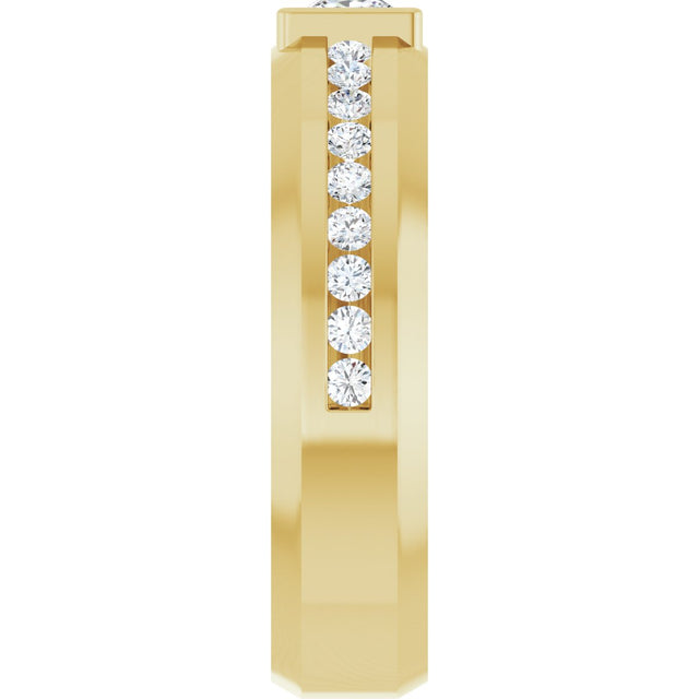 14K Gold Square Lab-Grown Diamond Accented Band - 4x4mm Stones - Yellow Gold - view 4