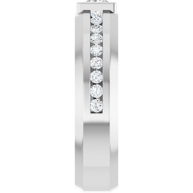 Platinum Square Lab-Grown Diamond Accented Band - 4x4mm Stones - view 4