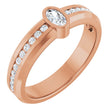 14K Gold Oval Lab-Grown Diamond Accented Band - 5x3mm Stones - Rose Gold