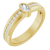 14K Gold Oval Lab-Grown Diamond Accented Band - 5x3mm Stones - Yellow Gold - view 5