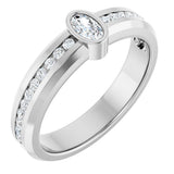 Platinum Oval Lab-Grown Diamond Accented Band - 5x3mm Stones