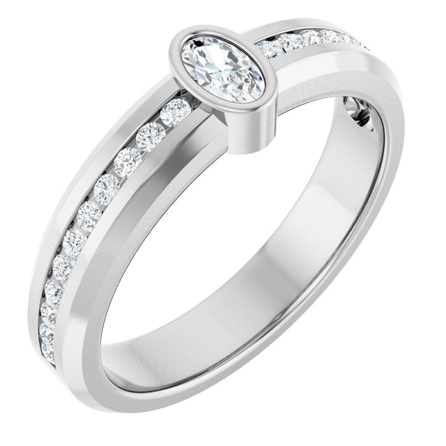 Platinum Oval Lab-Grown Diamond Accented Band - 5x3mm Stones