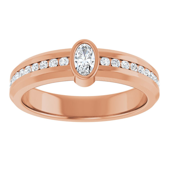 14K Gold Oval Lab-Grown Diamond Accented Band - 5x3mm Stones - Rose Gold - view 3