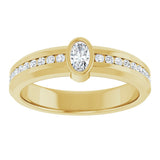 14K Gold Oval Lab-Grown Diamond Accented Band - 5x3mm Stones - Yellow Gold - view 3