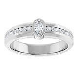 Platinum Oval Lab-Grown Diamond Accented Band - 5x3mm Stones - view 3