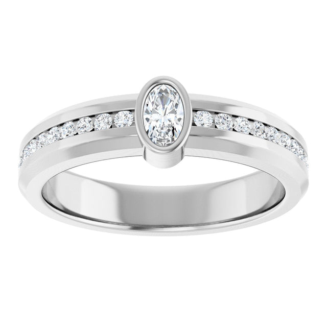 Platinum Oval Lab-Grown Diamond Accented Band - 5x3mm Stones - view 3
