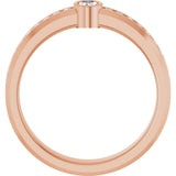 14K Gold Oval Lab-Grown Diamond Accented Band - 5x3mm Stones - Rose Gold - view 2