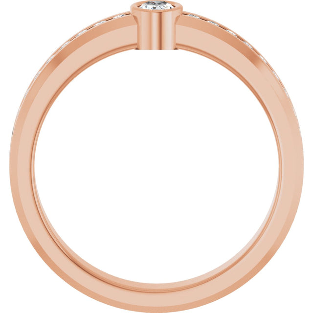 14K Gold Oval Lab-Grown Diamond Accented Band - 5x3mm Stones - Rose Gold - view 2