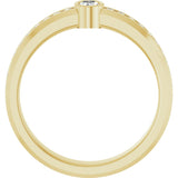 14K Gold Oval Lab-Grown Diamond Accented Band - 5x3mm Stones - Yellow Gold - view 2