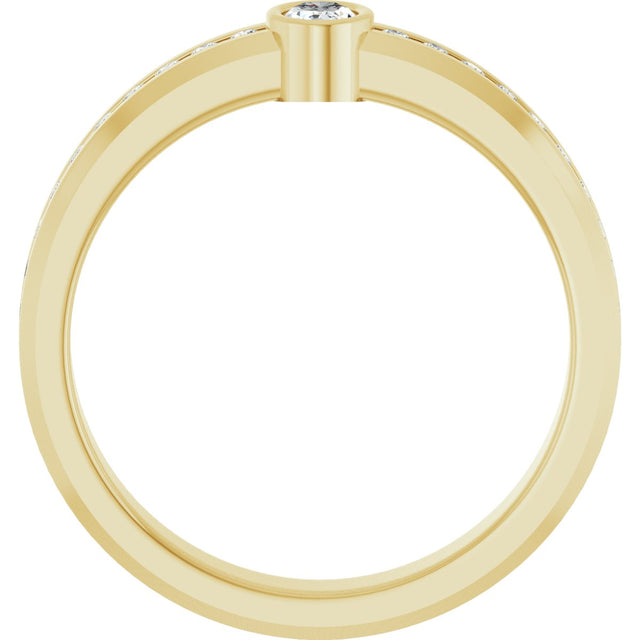 14K Gold Oval Lab-Grown Diamond Accented Band - 5x3mm Stones - Yellow Gold - view 2