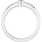 14K Gold Oval Lab-Grown Diamond Accented Band - 5x3mm Stones - White Gold - view 2