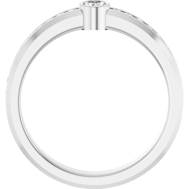 Platinum Oval Lab-Grown Diamond Accented Band - 5x3mm Stones - view 2