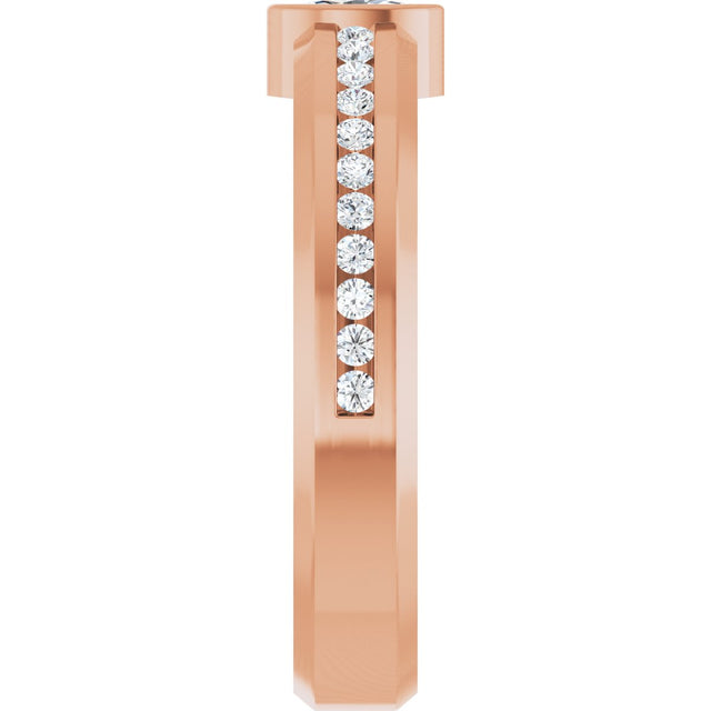 14K Gold Oval Lab-Grown Diamond Accented Band - 5x3mm Stones - Rose Gold - view 4