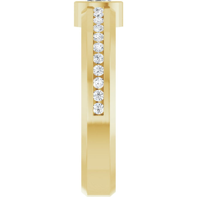 14K Gold Oval Lab-Grown Diamond Accented Band - 5x3mm Stones - Yellow Gold - view 4