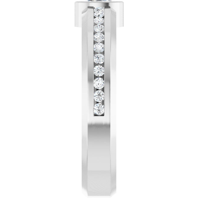 14K Gold Oval Lab-Grown Diamond Accented Band - 5x3mm Stones - White Gold - view 4