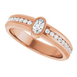 14K Gold Oval Lab-Grown Diamond Accented Band - 5x3mm Stones - Rose Gold - view 5