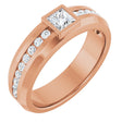 14K Gold Square Lab-Grown Diamond Accented Band - 4x4mm Stones - Rose Gold