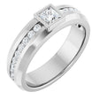 Platinum Square Lab-Grown Diamond Accented Band - 4x4mm Stones