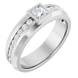 Platinum Square Lab-Grown Diamond Accented Band - 4x4mm Stones