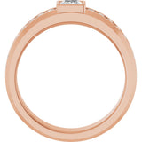 14K Gold Square Lab-Grown Diamond Accented Band - 4x4mm Stones - Rose Gold - view 2